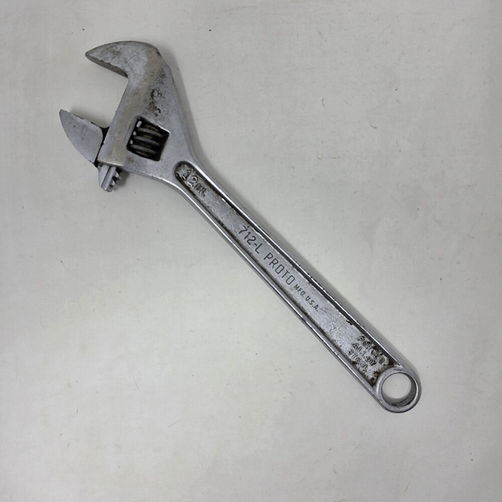 Vintage Proto Tools 712-L 12" Adjustable Wrench Clik-Stop Steel Made In USA 712